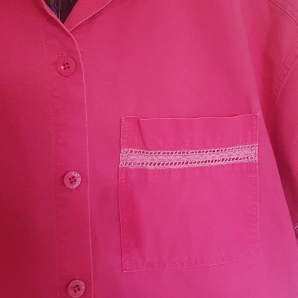 Vintage 90s Pink Cotton Shirt and Elastic Waist Shorts Set Button Down … - Picture 5 of 8